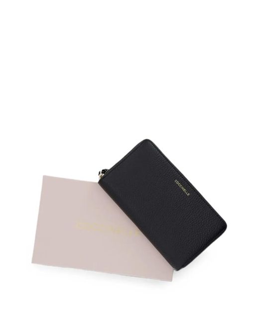 Coccinelle Black Grained-Leather Zip-Around Wallet