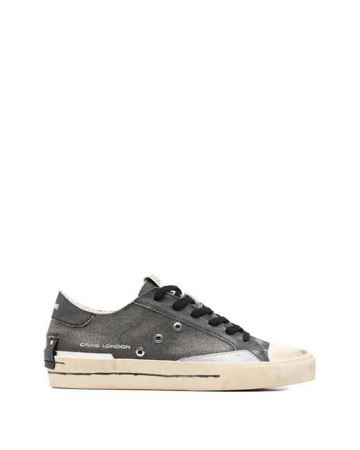 Crime London White Recut Leather Sneakers for men