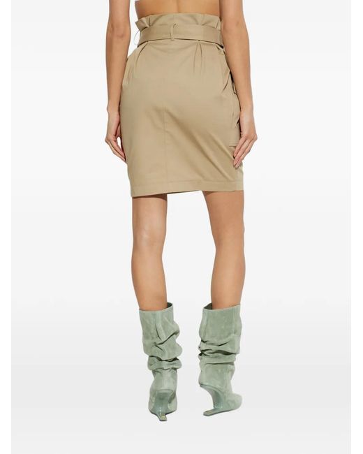 Balmain Natural Belted Cargo-Pocket Mini Skirt