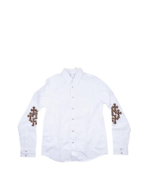 Chrome Hearts White Cross-Embroidered Shirt for men
