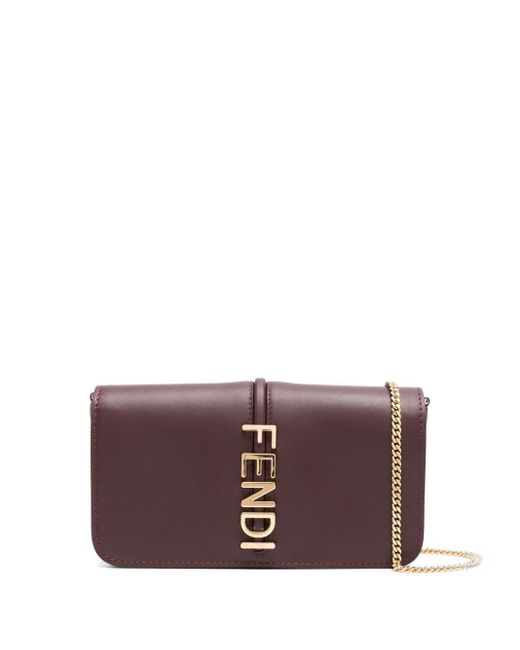 Fendi Purple Graphy Leather Clutch Bag