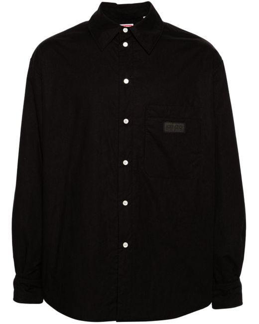 KENZO Black Logo-patch Padded Shirt Jacket