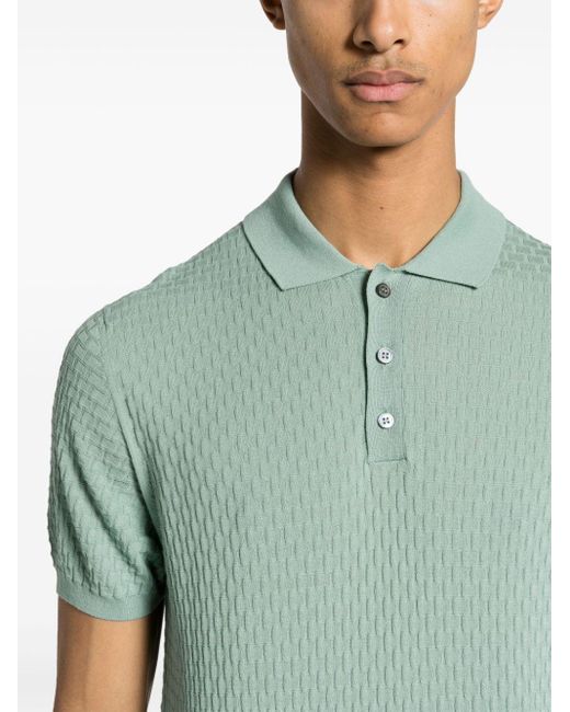 Zanone Green 3d-knit Cotton Polo Shirt for men
