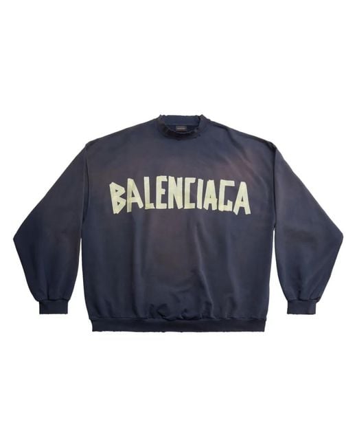 Balenciaga Blue Tape Type Crew-Neck Sweatshirt for men
