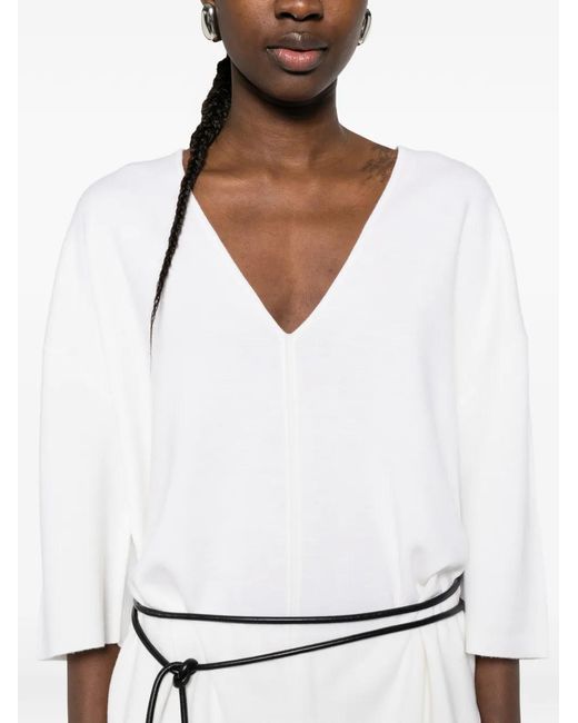 Jersey Con Cuello Cuadrado Allude de color White