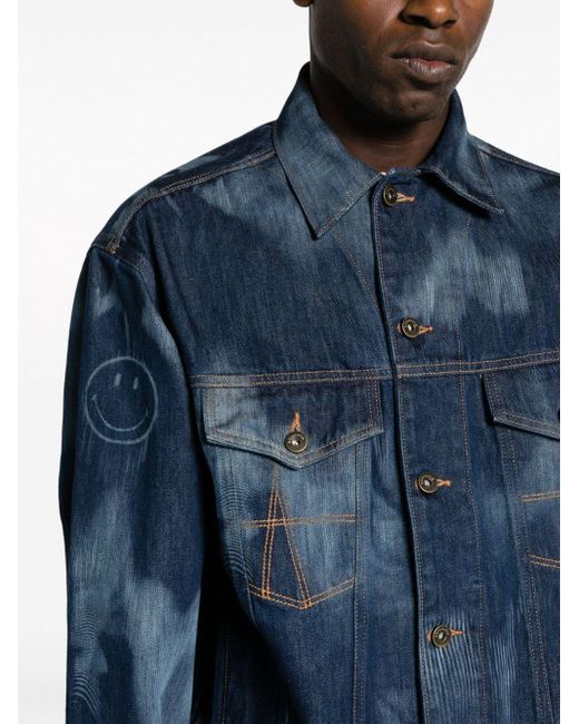 Ahluwalia Signature Tie-dye Denim Jacket in Blue for Men | Lyst