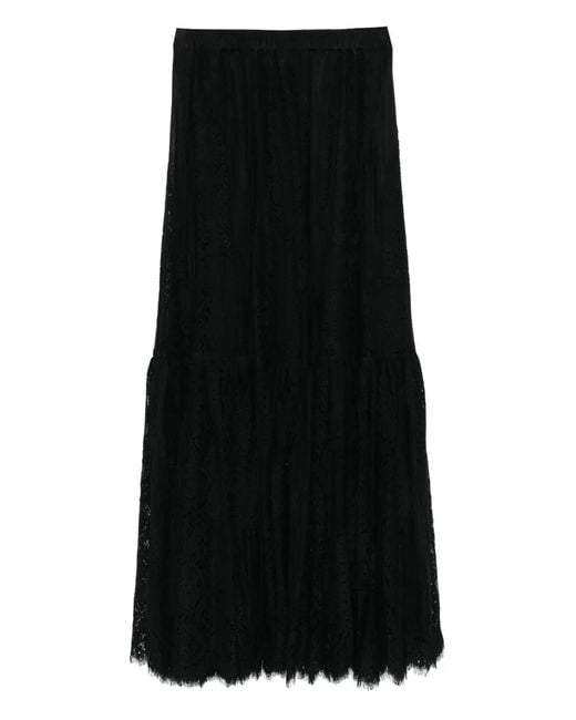 Herskind Black Patsy Lace Tiered Maxi Skirt
