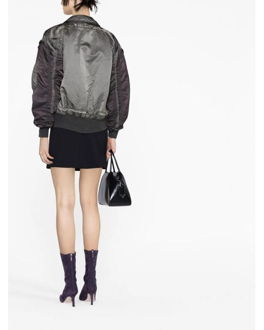 M I S B H V Gray Deconstructed Bomber Jacket