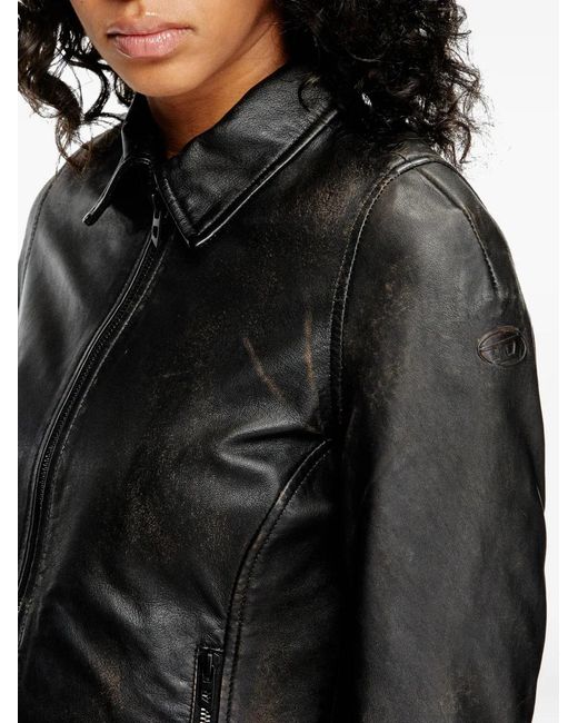 DIESEL Black 'L-Egrad' Leather Jacket