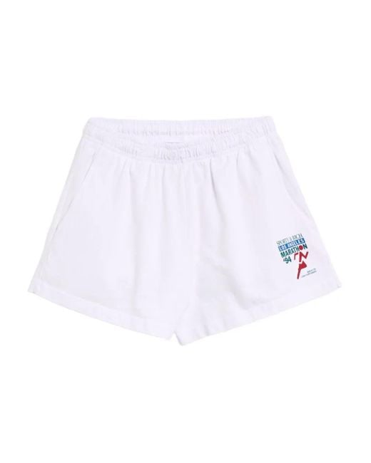 Sporty & Rich White Elasticated-Waistband Shorts
