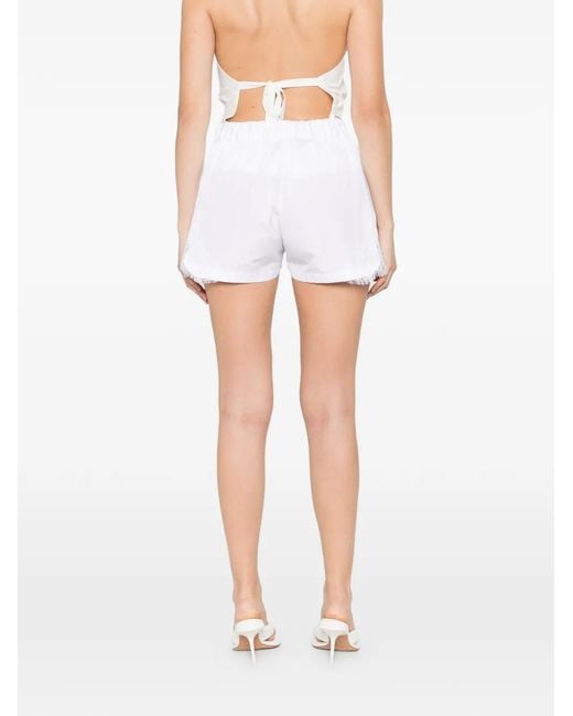 Versace White Lace-Detail Shorts