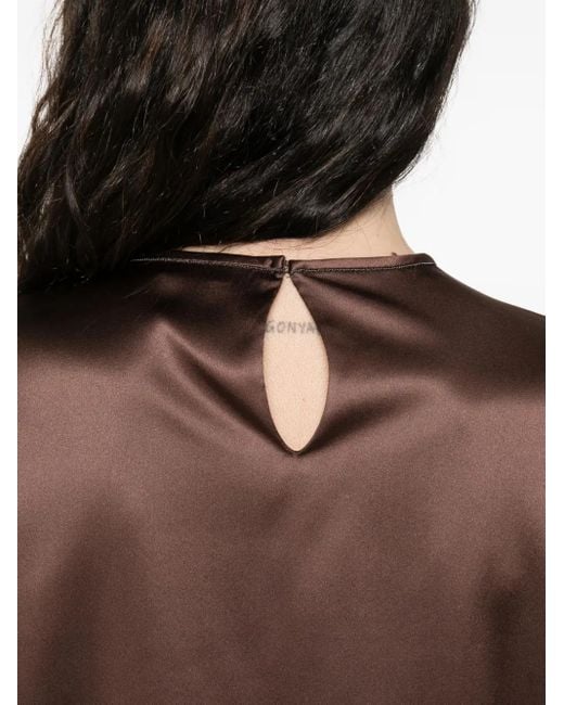 Brunello Cucinelli Brown Blouse With Crystal Embellishments