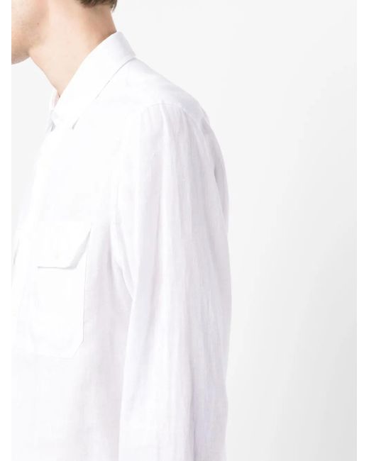 Brunello Cucinelli White Long-Sleeve Button-Up Shirt for men