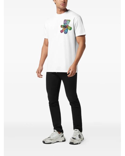 Philipp Plein White Teddy Bear-Print T-Shirt for men