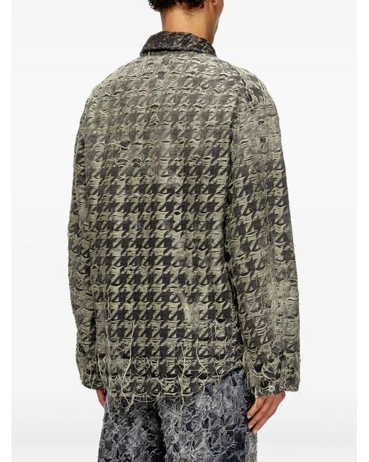 DIESEL Gray Houndstooth Jacket for men