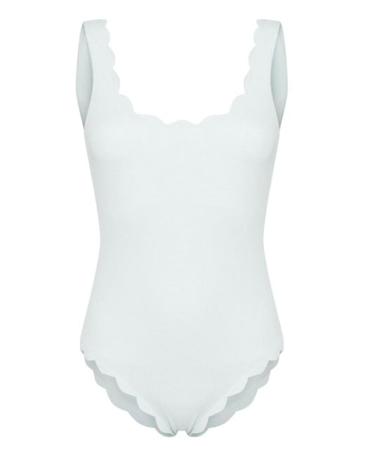 Bañador texturizado festoneado Marysia Swim de color White