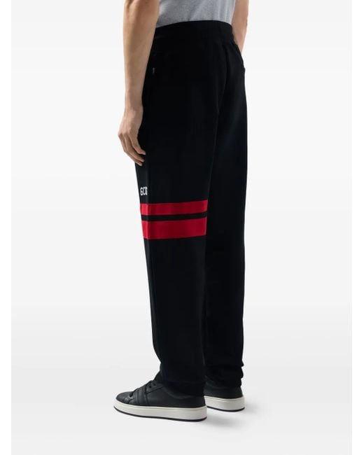 Gcds Black Logo-Print Stripe-Detail Pants for men