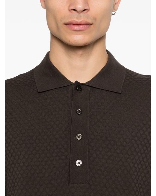 Paolo Pecora Black Textured Polo Shirt for men