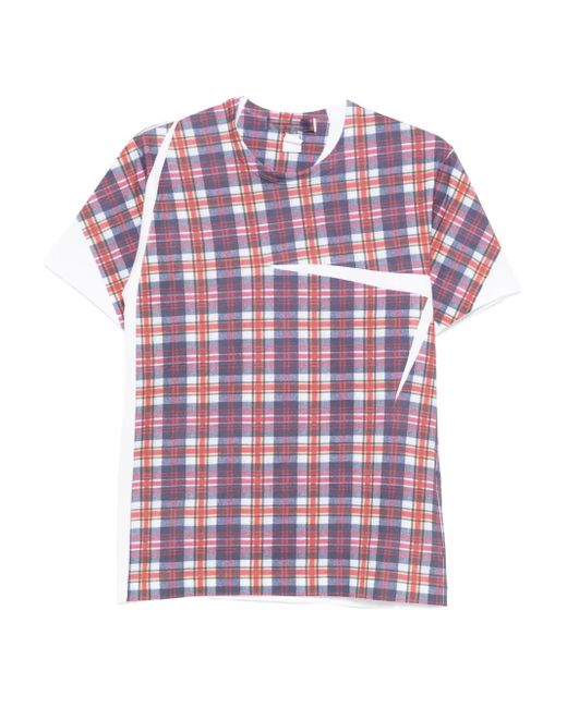 Comme des Garçons Pink Checked Panelled T-Shirt for men