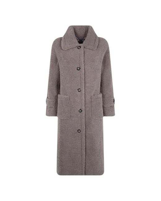 Betta Corradi Gray Button-Up Teddy Coat