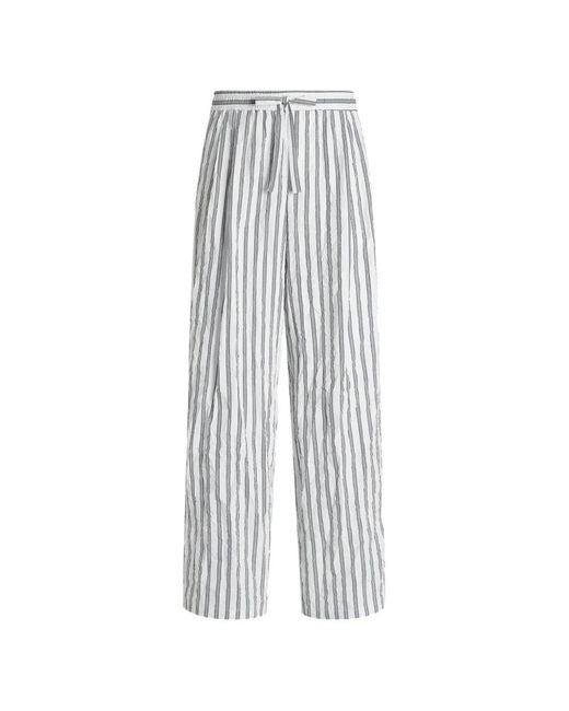 Dolce & Gabbana White Striped Drawstring Loungewear Trousers for men