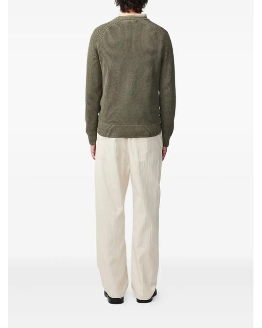 NN07 Green Raglan-Sleeve Ribbed Sweater for men