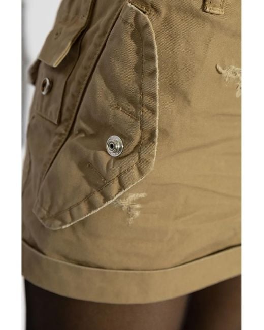 DSquared² Natural Distressed-Effect Mini Skirt