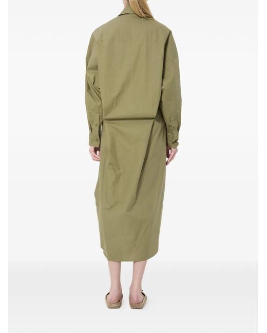 Frankie Shop Green Bloom Organic Cotton Shirt Midi Dress