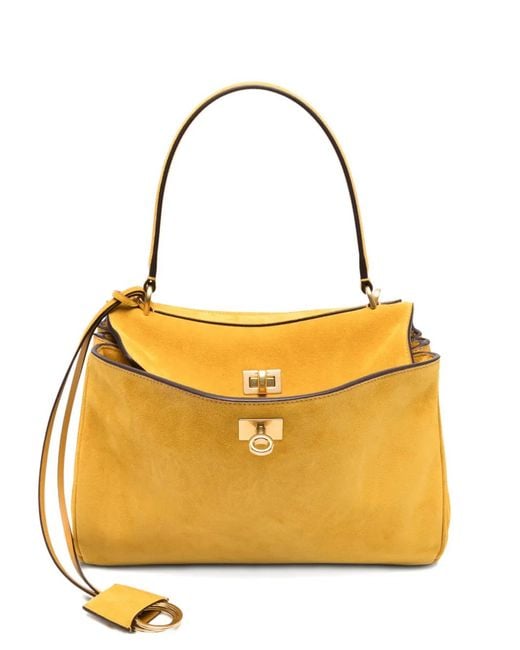 Balenciaga Yellow Small Rodeo Suede Tote Bag