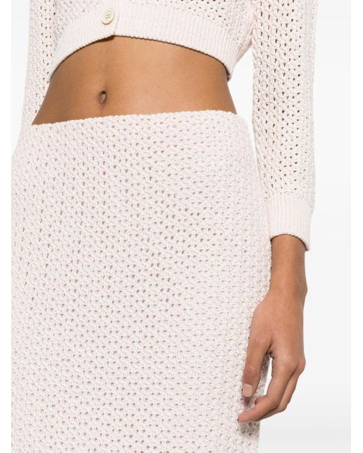 Fabiana Filippi White Sequin-Detail Open-Knit Skirt
