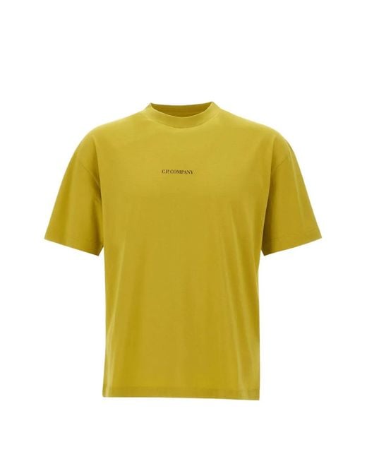C P Company Yellow Logo-Print Short-Sleeve T-Shirt for men