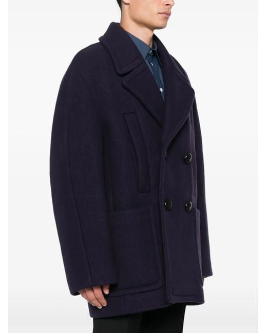 Lanvin Blue Double-Breasted Coat for men