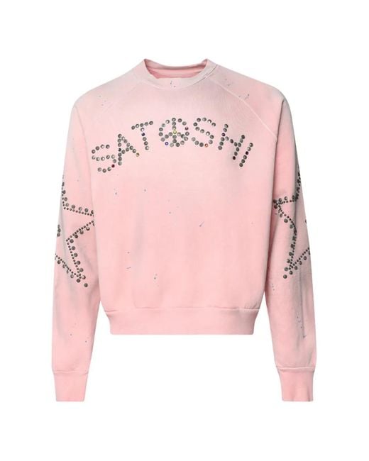 Satoshi Nakamoto Pink Star-Studded Crew-Neck Sweater for men