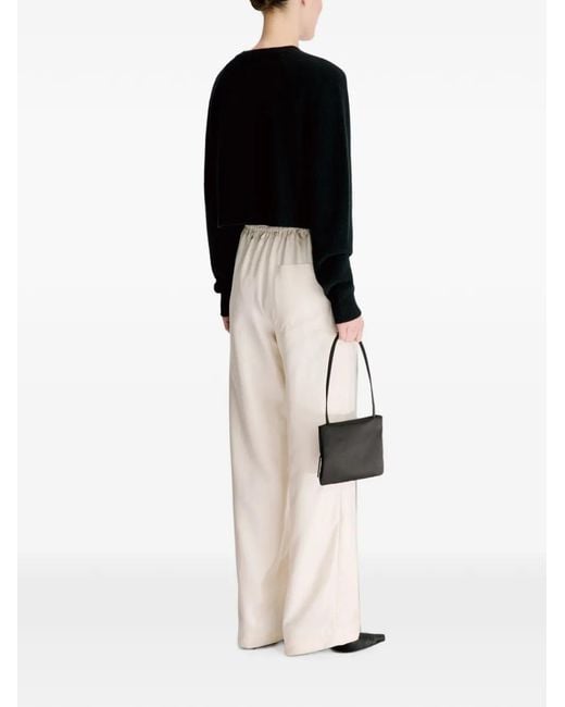 Loulou de Saison Black Heike Raglan-Shoulder Cropped Cardigan