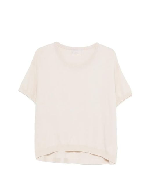 Hemisphere White T-Shirt En Maille À Manches Courtes