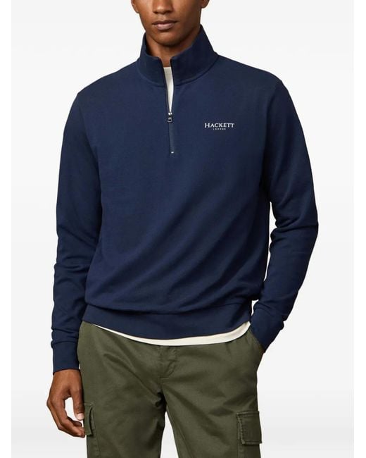 Pull En Piqué À Col Zippé Hackett pour homme en coloris Blue