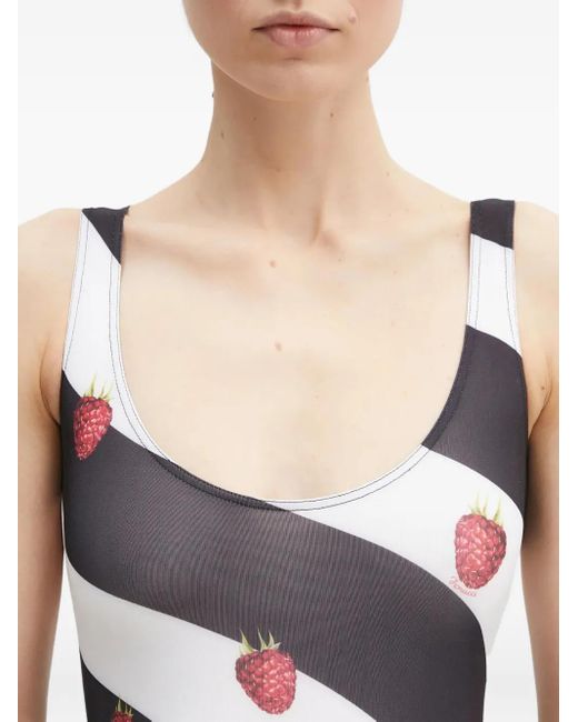 Fiorucci Black Raspberry-Print Striped Bodysuit