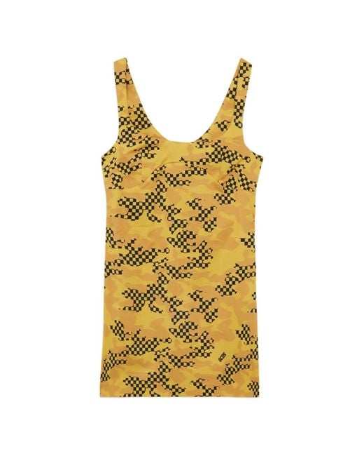 Gcds Yellow Printed Mini Dress