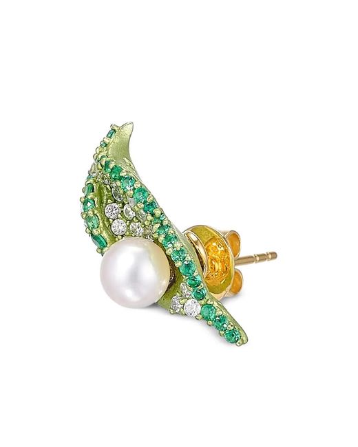 Anabela Chan Green 14K And 18K Vermeil Dew Drop Petal Multi-Stone Earrings