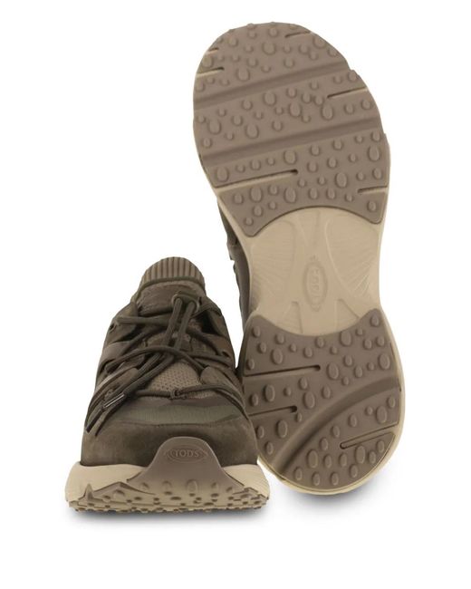 Tod's Brown Suede-Panelled Leather-Trimmed Sneakers for men