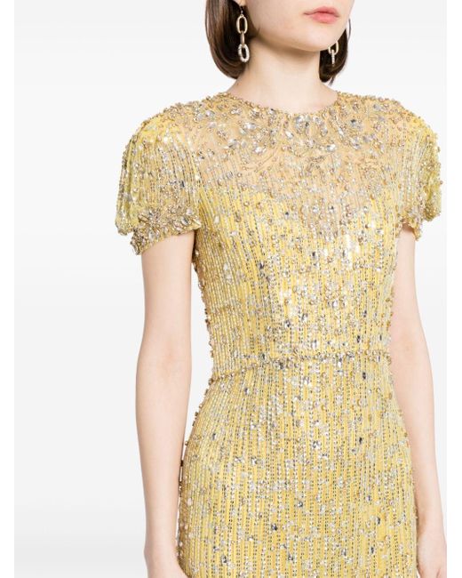 Jenny Packham Yellow Aster Crystal-embellished Dress