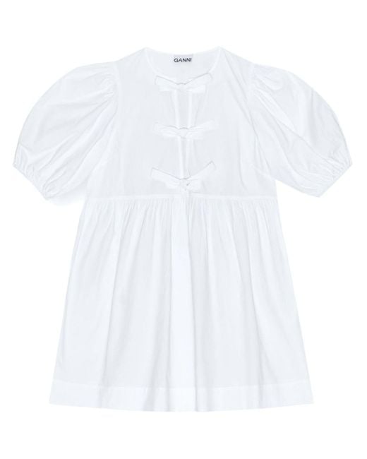 Ganni Popeline Mini-jurk in het White