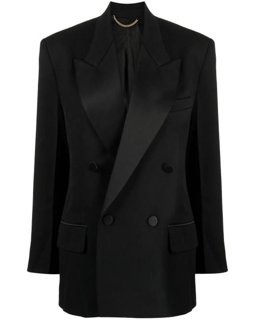 Victoria Beckham Black Wool-Blend Tuxedo Jacket