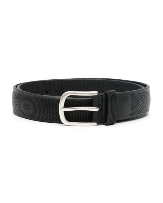 Orciani Black Perforated-detail Leather Belt for men