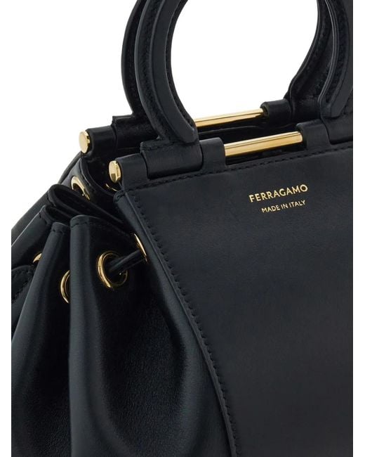 Ferragamo Black Gancini Cross Body Bag