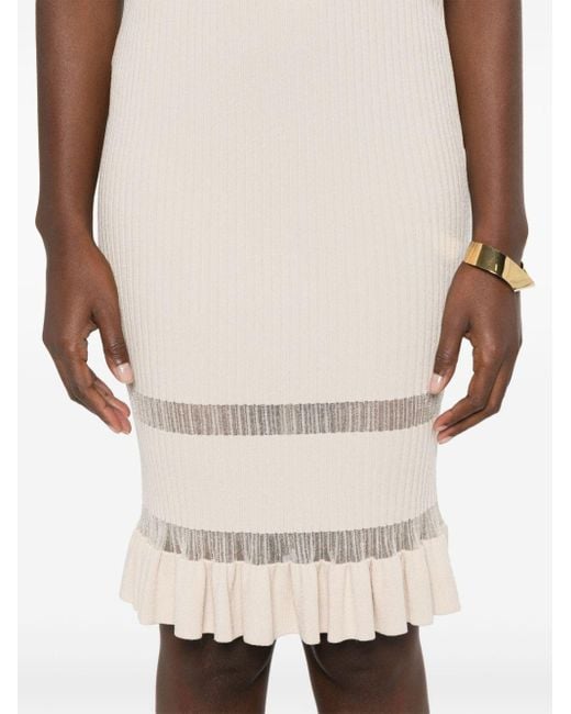 Pinko White Ribbed Knitted Skirt
