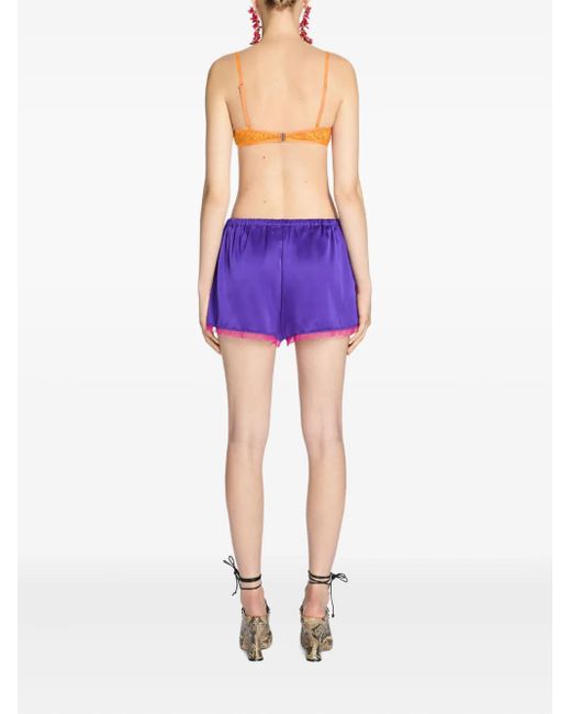 Dries Van Noten サテン ショートパンツ Purple