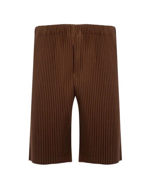 Issey Miyake Brown Pleated Bermuda Shorts for men