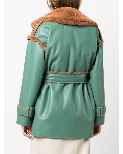 Madison Maison Green Short Faux-fur Reversible Coat
