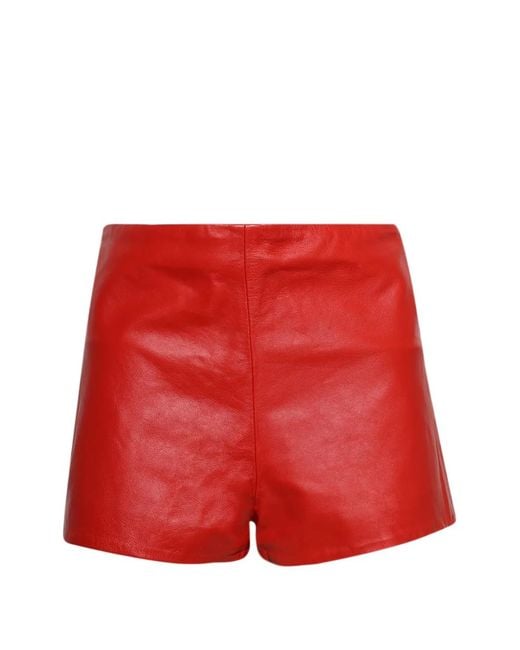 GRACE FAENA Red Leather Shorts
